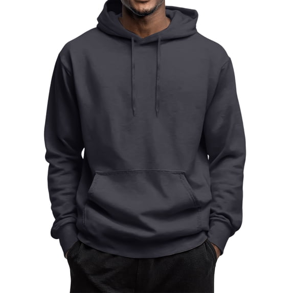 Evdexr Lightweight Hoodie for Men Pullover Oversized Hooded Long Sleeve Athletic Jacket Kangaroo Pocket Fleece Drawstring Sweatshirts Slim Fit Pullovers Dark Gray XL