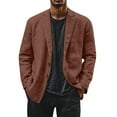 thumbnail image 1 of Evdexr Linen Blazer for Men Button Down Big and Tall Jackets Long Sleeve Striped Business Suits Casual Cotton Oversized Wrinkle Free Dress Shirts Coffee 2XL, 1 of 6
