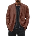 thumbnail image 1 of Evdexr Linen Blazer Mens Big and Tall Button Down Jackets Cotton Long Sleeve Business Dress Shirts Summer Striped Wrinkle Free Oversized Suits Coffee L, 1 of 6