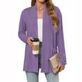 thumbnail image 1 of Evdexr Long Cardigans for Juniors Lightweight Open Front Cover Ups Solid Color Thin Kimono Cardigans Summer Long Sleeve Plus Size Flowy Cardigan Sweaters with Pockets Purple 2XL, 1 of 4