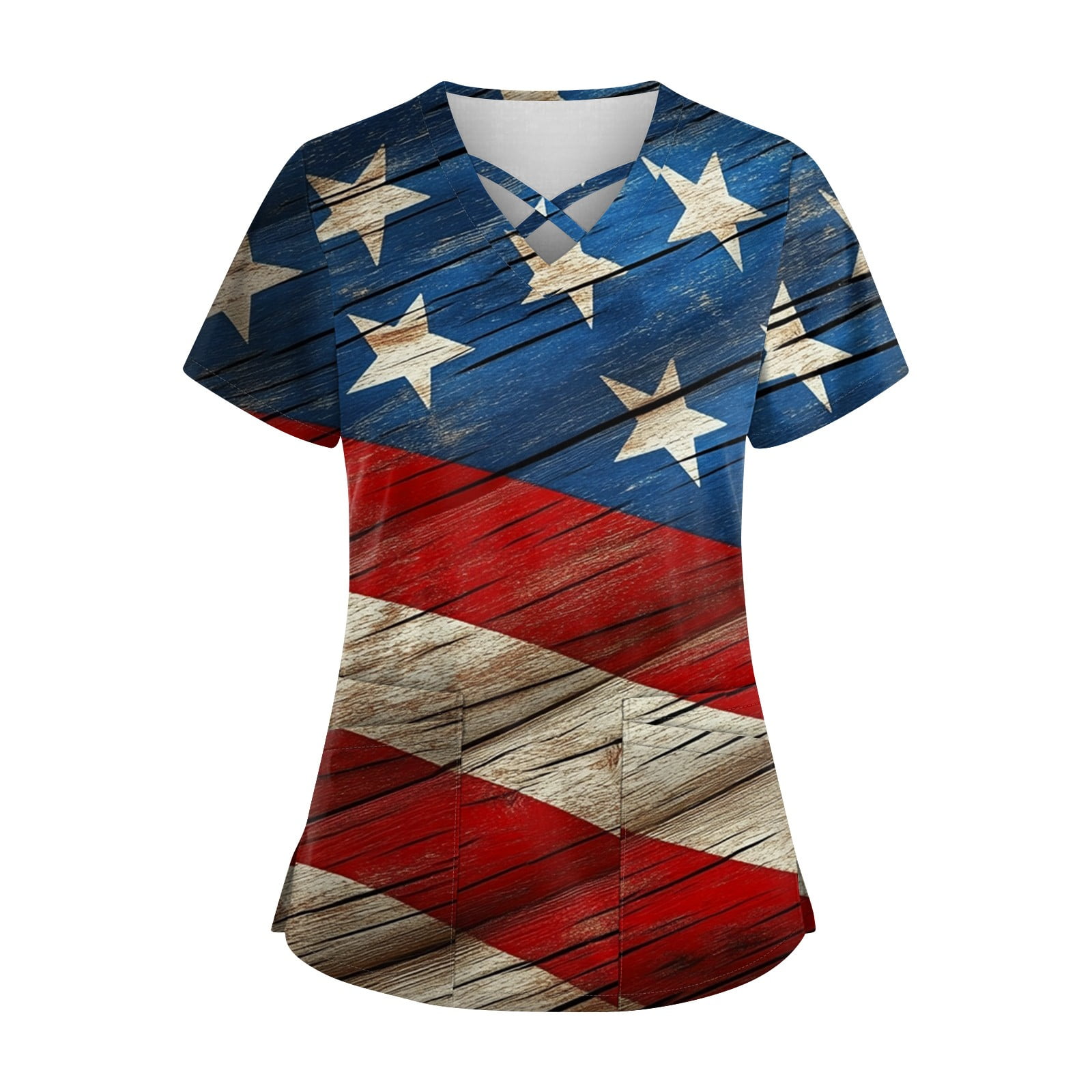 Women's American Flag Criss-Cross Back Tank Top - Patriotic Sleeveless Shirt For 4th Of July, Summer - View #2