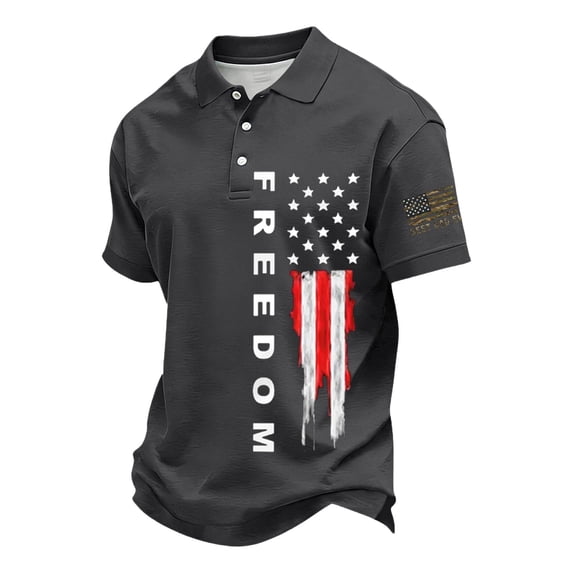 Evdexr Men's 250th Anniversary Usa Polo Shirts 4th Of July Short Sleeve Shirts Patriotic Button Down Red Blue and White Tops 1776 2026 Big and Tall Golf T Shirts Gray 4XL