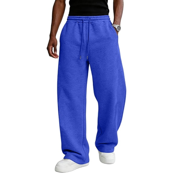 Evdexr Men's Baggy Sweatpants Drawstring Wide Leg Joggers 2026 Loose Fit Athletic Back To School Slacks Elastic Open Bottom Outdoor Pants with Pockets M