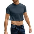 thumbnail image 1 of Evdexr Men's Boxy Cropped Cut T Shirts Short Sleeve Round Neck Tee Casual Basic Tops Navy S, 1 of 5