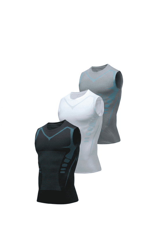 Men's Compression Tank Tops Crew Neck Sleeveless Shirts 2026 Summer Breathable Athletic Running Tank Top Muscle Mesh Athletic Shirt Gray XL