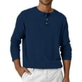 thumbnail image 1 of Evdexr Men's Long Sleeve Shirts Big and Tall Henley T Shirts Cotton Round Neck Workout Top Fall Button Down Raglan Classic Stretch Tops Navy L, 1 of 7