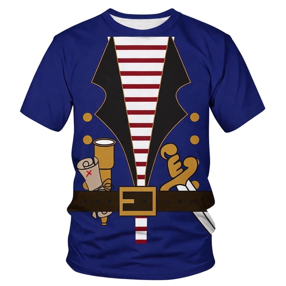 Evdexr Men's Pirate Shirt Funny Halloween Graphic Costume Short Sleeve Crew Neck T-Shirt 3XL