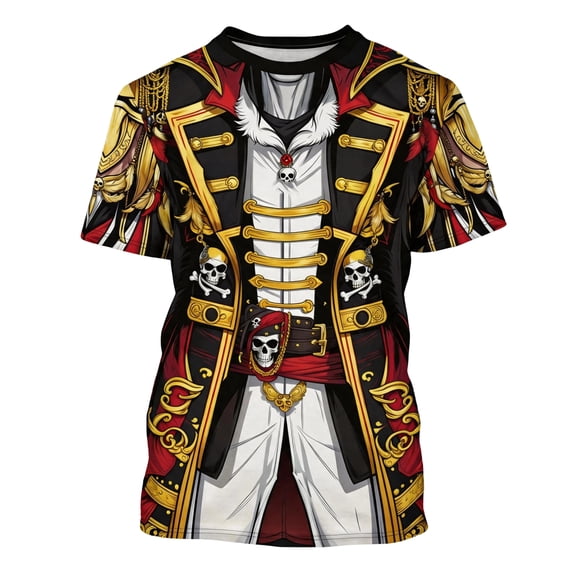 Evdexr Men's Pirate Shirt Funny Halloween Graphic Costume Short Sleeve Crew Neck T-Shirt L