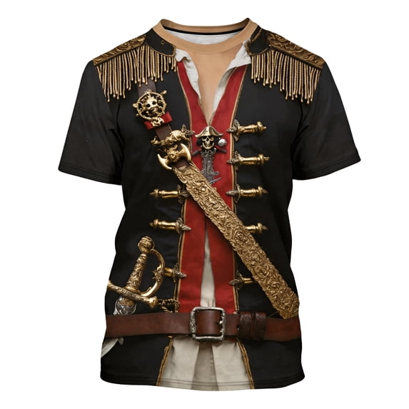 Evdexr Men's Pirate Shirt Funny Halloween Graphic Costume Short Sleeve Crew Neck T-Shirt S