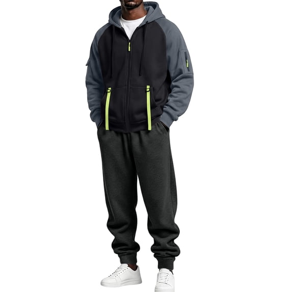 Evdexr Men's Track Suits 2 Piece Full Zip Hooded Long Sleeve Tops & Joggers Sweatsuits with Pockets 2026 Fall Workout Vacation Outfits Baggy Oversized Sets