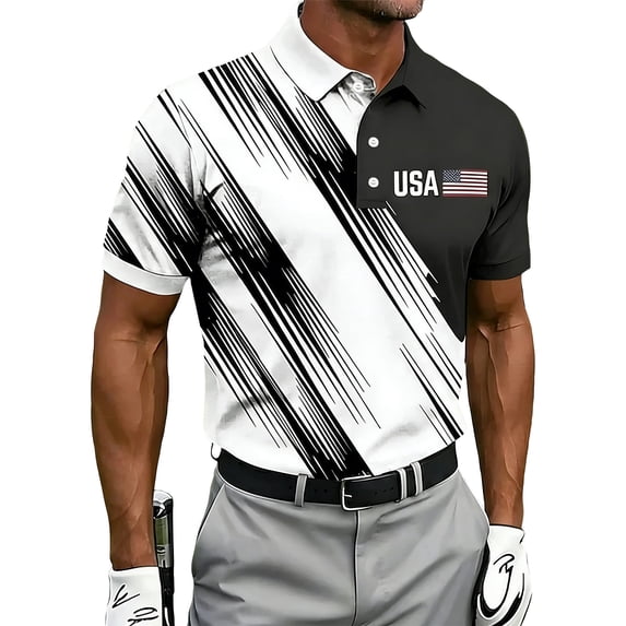 Evdexr Mens 250 Anniversary Usa Polo Shirts Patriotic Button Down Shirts 1776 2026 Short Sleeve Usa Flag Print Golf Tees 4th Of July Graphic T Shirts Zebra L