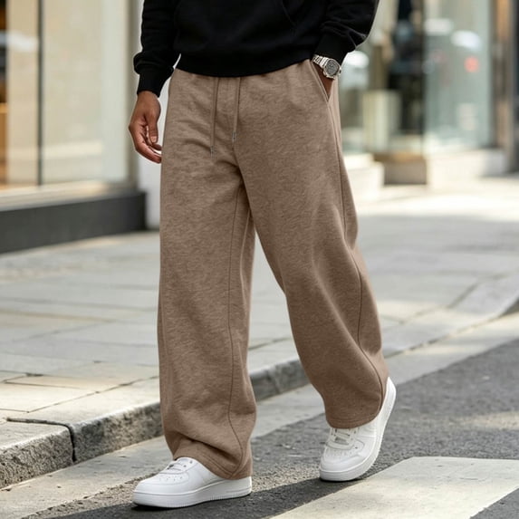Evdexr Mens Baggy Sweatpants Wide Leg Drawstring Joggers 2026 Elastic Athletic Outdoor Slacks Breathable Open Bottom Casual Pants with Pockets M