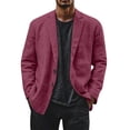 thumbnail image 1 of Evdexr Mens Big and Tall Blazer Button Down Linen Dress Shirts Cotton Long Sleeve Beach Suits Fall Striped Wrinkle Free Loose Fit Jackets Hot Pink XL, 1 of 6