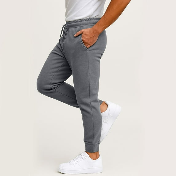 Evdexr Mens Big and Tall Pants Chino Pant Fleece Drawstring Gym Trousers Lightweight Casual Baggy Loose Sweatpants with Pockets Dark Gray L