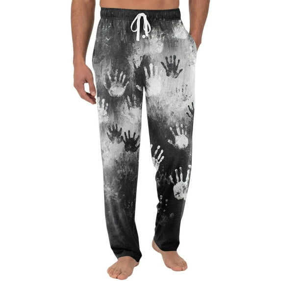 Evdexr Mens Halloween Pajama Pants Oversized Lightweight Pj Pants Halloween Graphic Drawstring Elastic Waist Sleepwear Long Ghost pajamas Gray 2XL