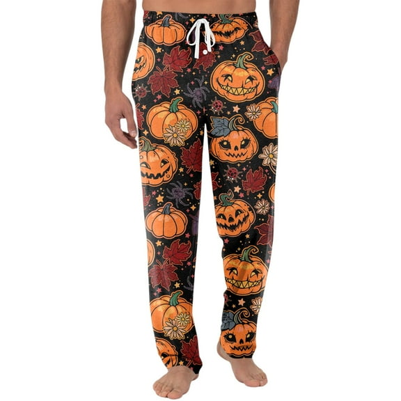 Evdexr Halloween Pajama Pants for Men Lightweight Oversized Pijamas Drawstring Long Loose Sleepwear Halloween Graphic Ghost Pj Pants Green M