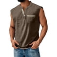 thumbnail image 1 of Evdexr Mens Henley Mokaloha Tank Tops Sleeveless Chest Pocket V Neck T Shirts Solid Bodybuilding Gym Tees Slim Fit Button Up Summer Tee Shirts Fashion Brown 3XL, 1 of 5