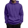 thumbnail image 1 of Evdexr Mens Lightweight Hoodies Pullover Oversized Kangaroo Pocket Long Sleeve Athletic Sweatshirts Hooded Big and Tall Drawstring Pullovers Solid Jacket Purple L, 1 of 5