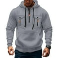 thumbnail image 1 of Evdexr Mens Quarter Zip Pullover Tactical Big and Tall Hoodies Fall Long Sleeve Drawstring Athletic Hoody Winter Kangaroo Pockets Zip Up Cargo Hoodie Light Gray 2XL, 1 of 7