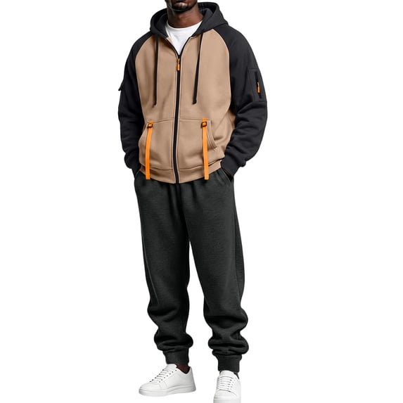 Evdexr Mens Track Suits 2 Piece Full Zip Hooded Long Sleeve Jacket & Sweatpants Sweatsuits with Pockets Winter Fall Athletic Workout Outfits Drawstring Oversized Sets S