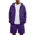 thumbnail image 1 of Evdexr Mens Tracksuit Hooded Full Zip Windbreakers & Cargo Shorts Golf Sets 2026 Summer Casual Drawstring Lightweight Drawstring Outfits with Pockets Purple L, 1 of 9