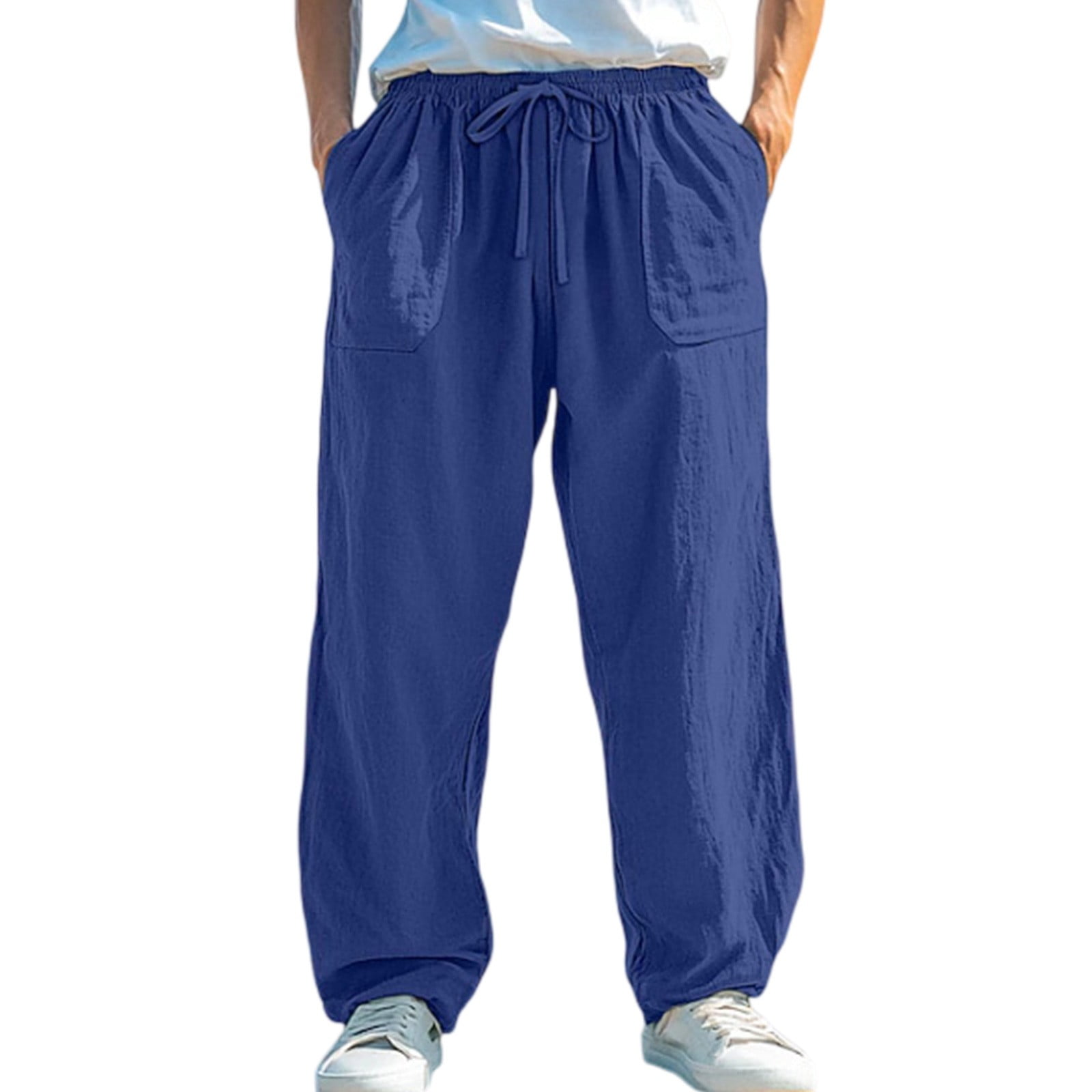 Evdexr Mens Wide Leg Joggers Cotton Baggy Sweatpants Drawstring Color ...
