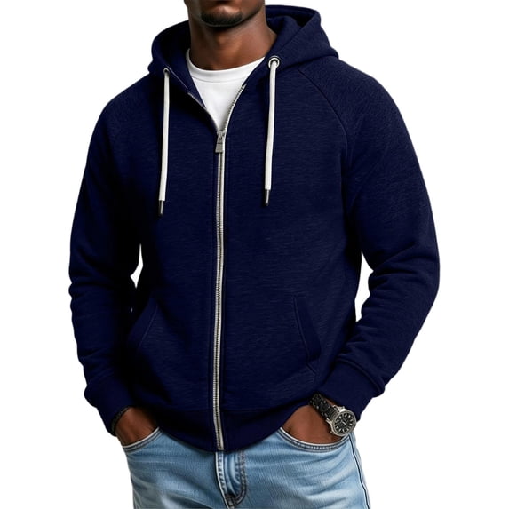 Evdexr Mens Zip Up Hoodie Long Sleeve Hooded Sweatshirt with Pockets 2026 Winter Trendy Athletic Jacket Slim Fit Lightweight Color Block Hoodies 2XL