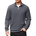 thumbnail image 1 of Evdexr Mock Neck Sweatshirts Mens Quarter Zip Pullover Fall Polo Stand Collar Shirts Long Sleeve Half Zip Workout Sweater Loose Fit Slim Fit Tops Dark Gray L, 1 of 5