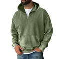 thumbnail image 1 of Evdexr Oversized Sweatshirt Men Quarter Zip Hoodie Kangaroo Pocket Acid Washed Fall Sweater Solid Distressed Vintage Pullover Basic Fit Plain Streetwear Army Green L, 1 of 4