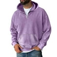 thumbnail image 1 of Evdexr Oversized Sweatshirt Men Quarter Zip Pullover Distressed Acid Washed Fall Sweater Solid Kangaroo Pocket Polo Hoodie Baggy Boxy Streetwear Purple Pink M, 1 of 4