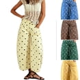 thumbnail image 1 of Evdexr Pants for Women Wide Leg Denim Mid Waist Pant Polka Dot Barrel Cropped Baggy Fashion Bottoms Soft Lounge Trousers with Pockets Fluorescence Yellow S, 1 of 6