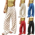 thumbnail image 1 of Evdexr Polka Dot Pants for Women Wide Leg Drawstring Pant Summer 2026 Elastic Waist Lounge Pant Lightweight Flowy Palazzo Beach Trousers with Pocket L, 1 of 7