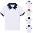 thumbnail image 1 of Evdexr Polo Shirts for Kids Lapel Short Sleeve Uniform Back To School Fall Dressy Athletic Lightweight Tops Buttons Breathable Striped Golf Tshirts 10Y-11Y, 1 of 4