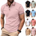 thumbnail image 1 of Evdexr Polo Shirts for Men Short Sleeve Slim Fit Tshirts Performance Wicking Work Golf Shirt Pink 3XL, 1 of 10