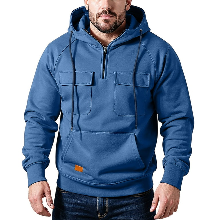 Evdexr Quarter Zip Hoodie for Men Tactical Pullover Long Sleeve