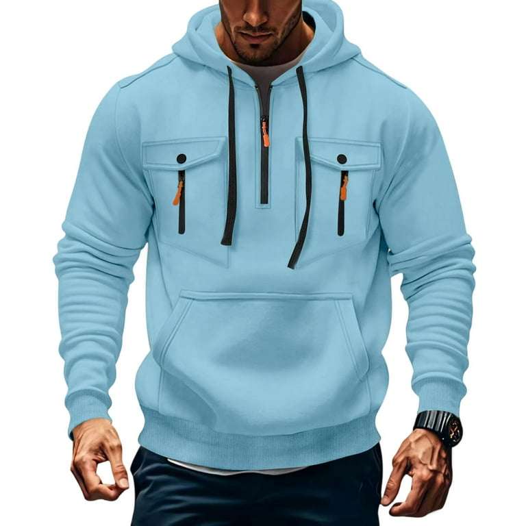 Evdexr Quarter Zip Hoodies Men Tactical Big and Tall Pullover