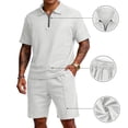 thumbnail image 1 of Evdexr Short Sets for Men Short Sleeve Quarter Zip Polo Shirts & Short Tracksuit Summer 2026 Casual Matching Loose Fit Lightweight Sets with Pockets White S, 1 of 7