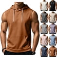 thumbnail image 1 of Evdexr Sleeveless Hooded Tank Tops for Men Workout Gym Training Hoodies Bodybuilding Muscle Cut Off T-Shirts Ginger L, 1 of 8