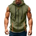 thumbnail image 1 of Evdexr Sleeveless Hoodies Mens Zip Up Tank Tops Hooded Solid Running Drawstrings Pullover Lightweight Big and Tall Zipper Loose Fit Sweatshirts Army Green XL, 1 of 5