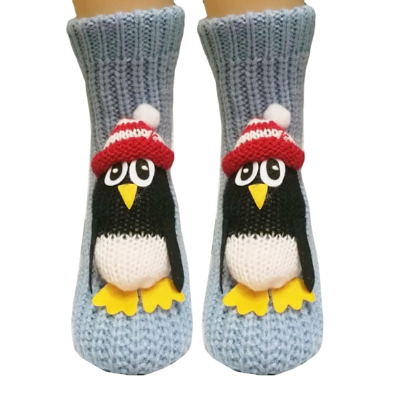 Evdexr Slipper Animal Socks Women, Thick Skid Proof Casual 3D Knit Animal Socks Kids, Winter Novelty Christmas Stockings, Non Slip Slipper Socks Crochet Christmas Socks Gray