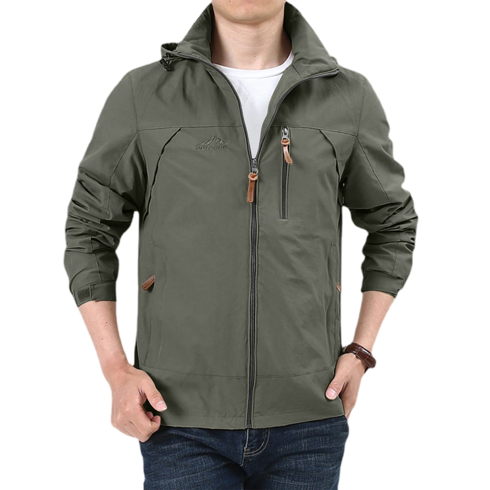 Giacca Impermeabile Uomo Con Cappuccio – Leggera E Traspirante – Windbreaker Polyester - Foto 3
