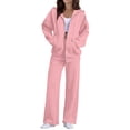 thumbnail image 1 of Evdexr Sweatsuits Womens 2 Piece Outfits Hooded Zip Up Long Sleeve & Pants Sweatshirts Lounge Set 2026 Fall Solid Workout Gym Tracksuits with Pockets S, 1 of 5