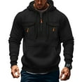 thumbnail image 1 of Evdexr Tactical Pullover Men Quarter Zip Big and Tall Hoodies Fall Drawstring Long Sleeve Gym Hoody Winter Multiple Pockets Military Loose Fit Hoodie Black S, 1 of 7