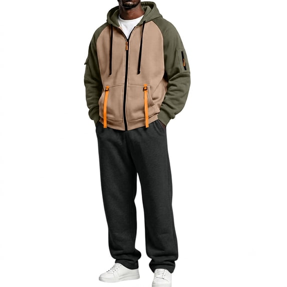 Evdexr Track Suits for Men 2 Piece Full Zip Long Sleeve Hooded Tops & Joggers Sets with Pockets 2026 Fall Workout Casual Outfits Baggy Oversized Sweatsuits 3XL