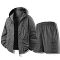 thumbnail image 1 of Evdexr Tracksuit for Men Full Zip Hooded Windbreakers & Cargo Shorts Golf Sets Summer 2026 Casual Lightweight Windproof Drawstring Outfits with Pockets Gray M, 1 of 8