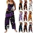 thumbnail image 1 of Evdexr Women's Halloween Jumpsuits 2026 Pumpkin Spider Printed Rompers Square Neck Wide Leg Sleeveless Pants Boho Loose Fit Costumes with Pockets XL, 1 of 6