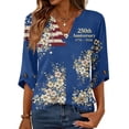 thumbnail image 1 of Evdexr Women's Independence Day Shirts 4th Of July 3/4 Sleeve Tops Patriotic V Neck Graphic Usa Flag Shirt 1776 2026 Loose Fit Casual T Shirts Navy S, 1 of 6