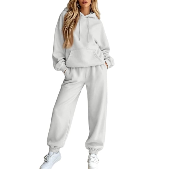 Evdexr Women's Track Suits 2 Piece Long Sleeve Oversized Sweatshirt & Pants Tracksuits Winter Fall Workout Casual Outfits Loose Fit Wide Leg Sets with Pocket 3XL