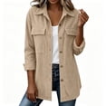 thumbnail image 1 of Evdexr Womens Corduroy Jacket Collared Button Down Long Sleeve Tops 2026 Fall Casual Dressy Shackets Relaxed Fit Solid Color Coats with Pocket XL, 1 of 6