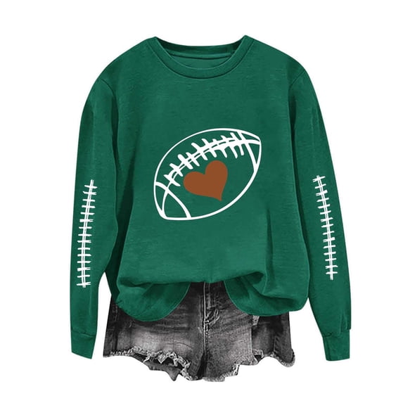 Evdexr Womens Heart Football Graphic Sweatshirt 2026 Oversized Long Sleeve Crew Neck Pullover Fall Winter Casual Relaxed Lightweight Tops 4XL